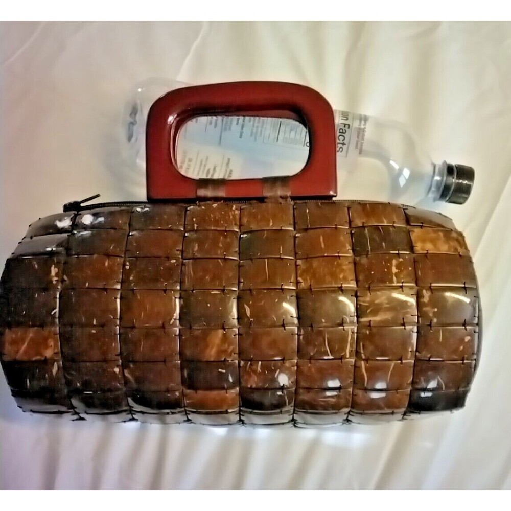 Vintage Bach Round Coconut Shell Wooden Handle Handbag